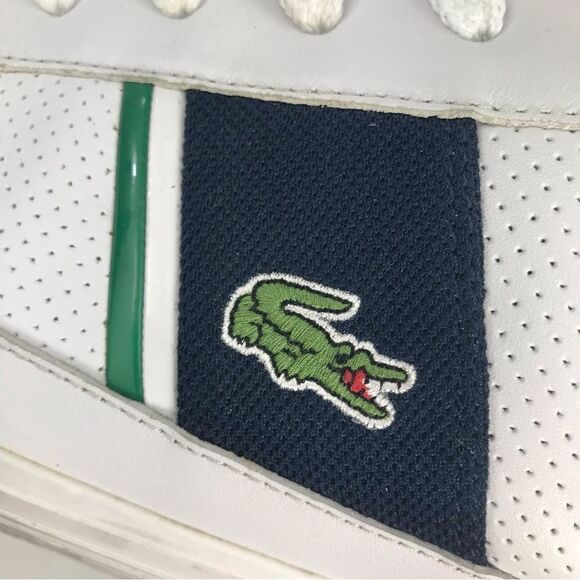 Lacoste Sport Ortholite White Leather Blue Banded Classic Alligator Sneakers - Picture 11 of 16